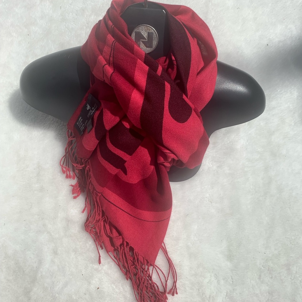 ⭐️ Native large SOY & WOOL Artist made fabric Scarf FIRST NATIONS Red Scarf - Picture 2 of 15